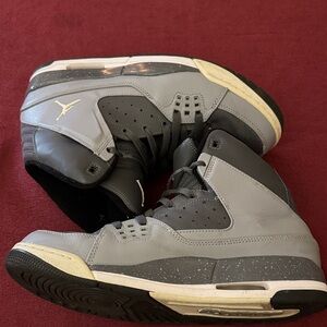 Gray and Black High-Top Jordan Sneakers
